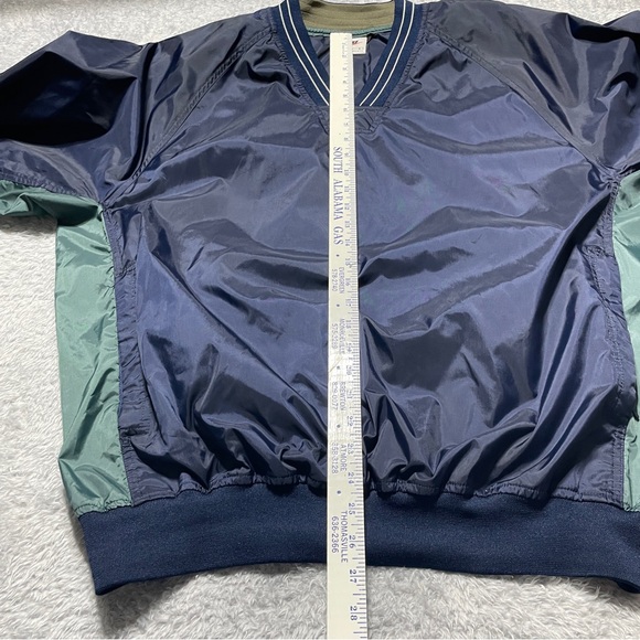 VNTNike Pullover Men Size L Navy Blue Green Vintage V-Neck Windbreaker Swoosh - Picture 9 of 10
